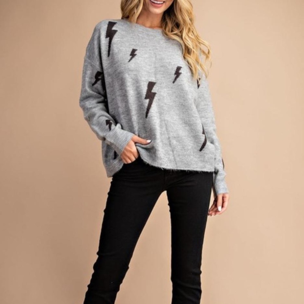 Ee:some Grey lightning bolt sweater